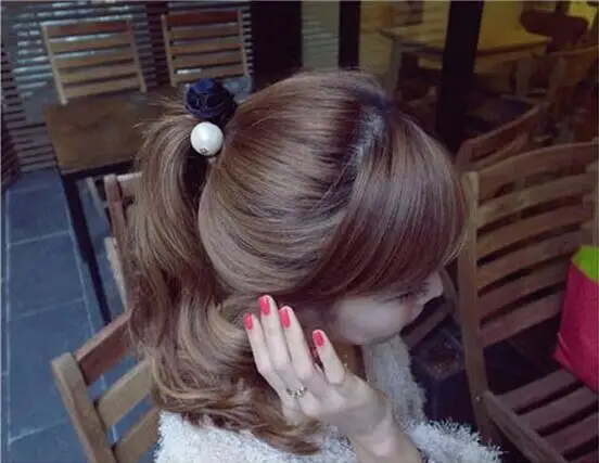 Женское кольцо для волос с жемчугом и розой f 122 | Украшения аксессуары