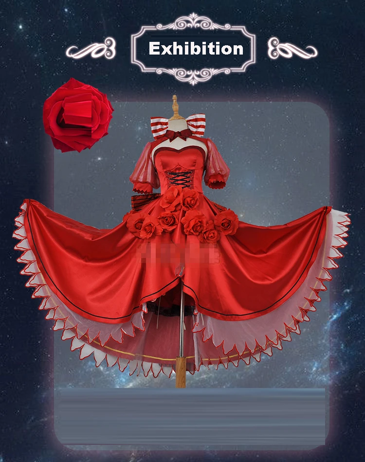 Fate grand order Saber Нерон Клавдий, косплей костюм, длинное платье с красной розой, Карнавальные Платья на Хэллоуин, одежда в стиле аниме, костюмы, cos