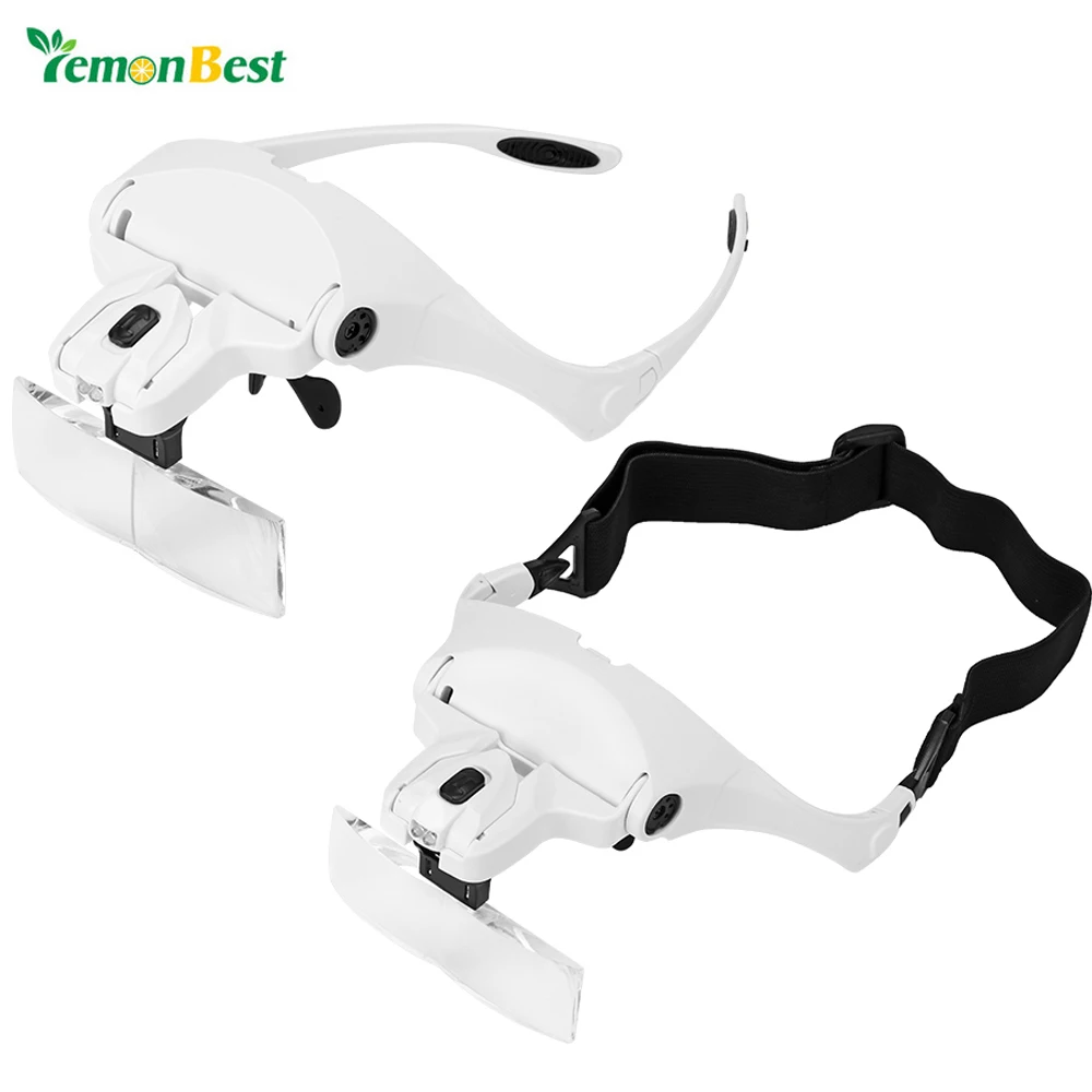 Lemonbest 2 светодиодный козырек Лупа Стекло es увеличительное ремонт Ювелирная