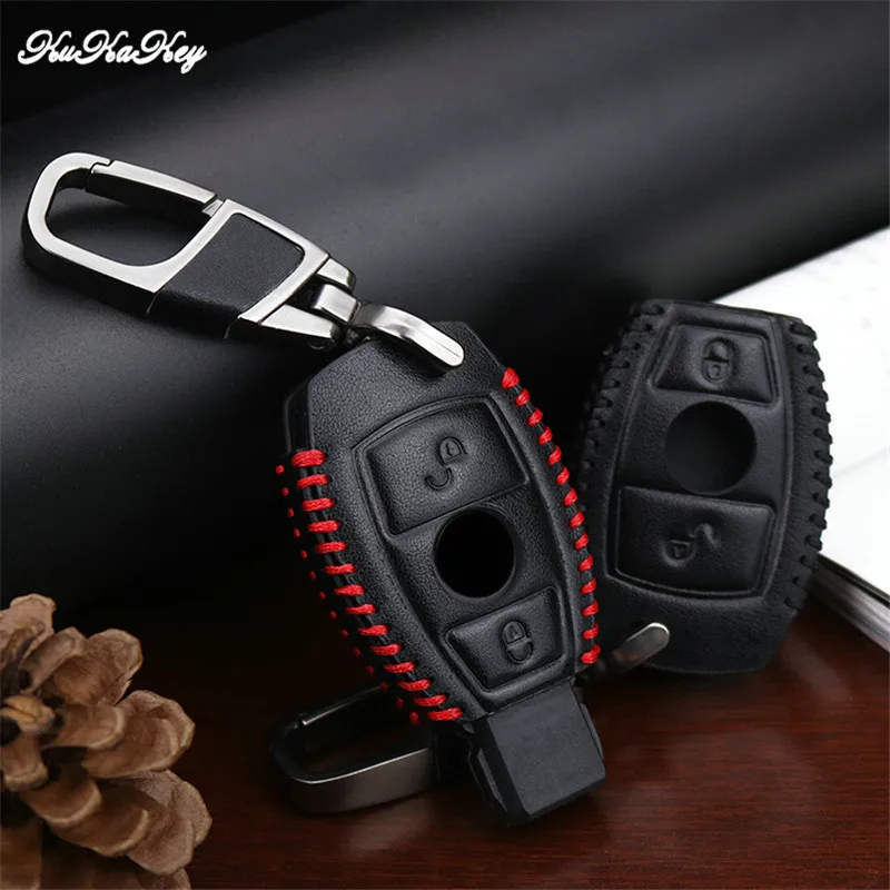 KUKAKEY 2/3 Кнопка чехол для ключей из натуральной кожи Mercedes Benz W203 W210 W211 W124 умный