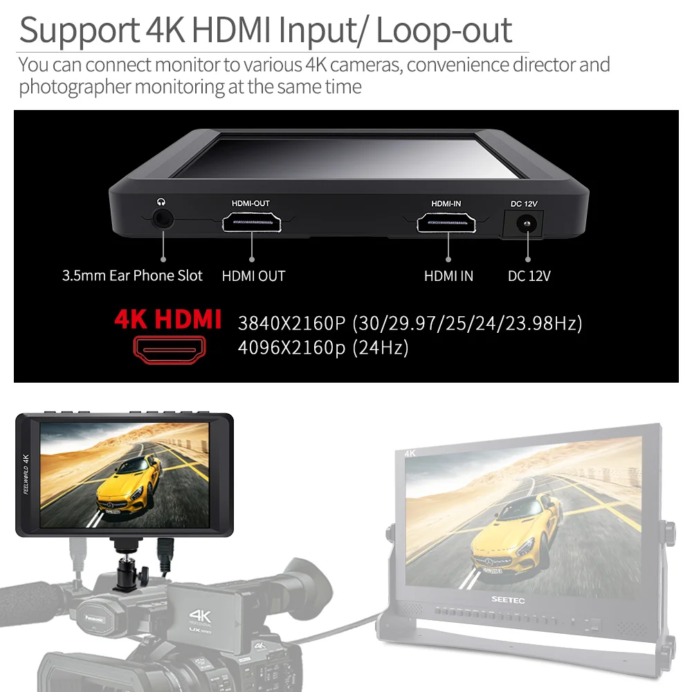 Feelworld F450 4 5 &quotIPS 1280x800 HD 4K камера полевой монитор с HDMI входом/выходом UHD проверка