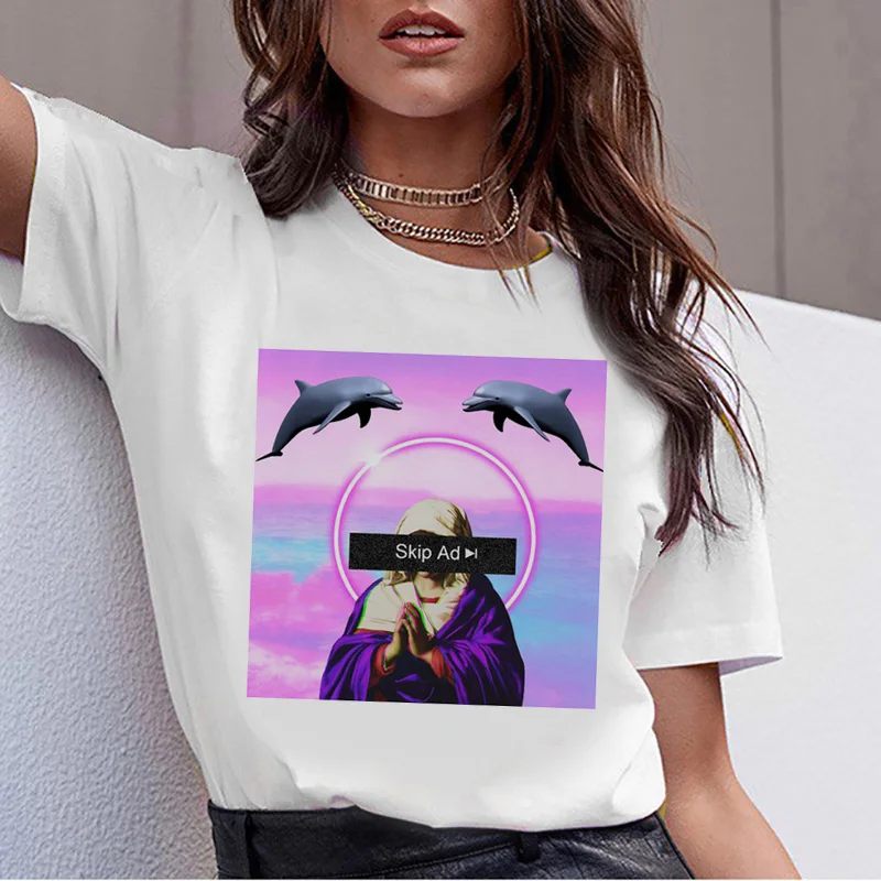 2519 Эстетика vaporwave, футболка,, женская футболка, Женский Топ, футболка, футболка в стиле хип-хоп, Корейская, повседневная, летняя, 90 s, графический, harajuku - Цвет: 2519