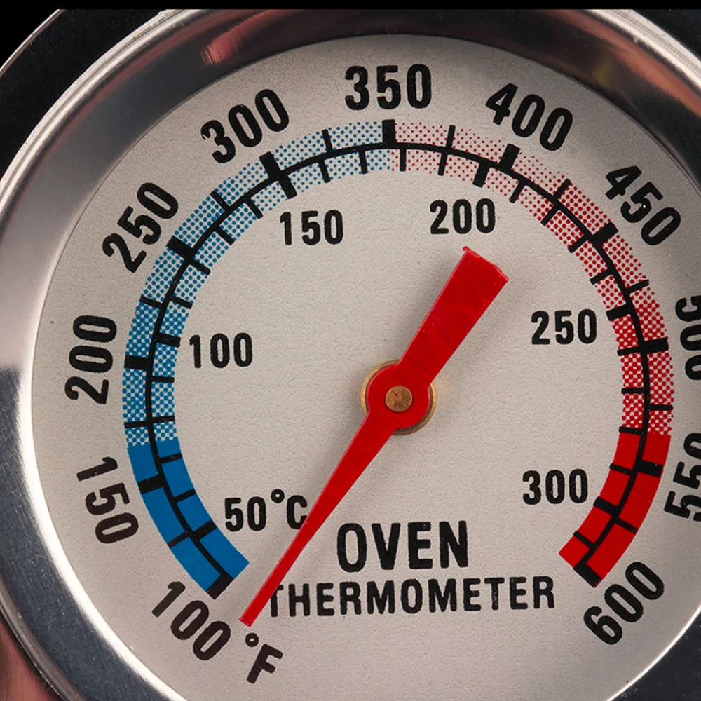 1 pc Stainless Steel 50-300 Celsius Hanger Stand Up Food Meat Dial Oven Thermometer Temperature Gauge Gage Large diameter dial