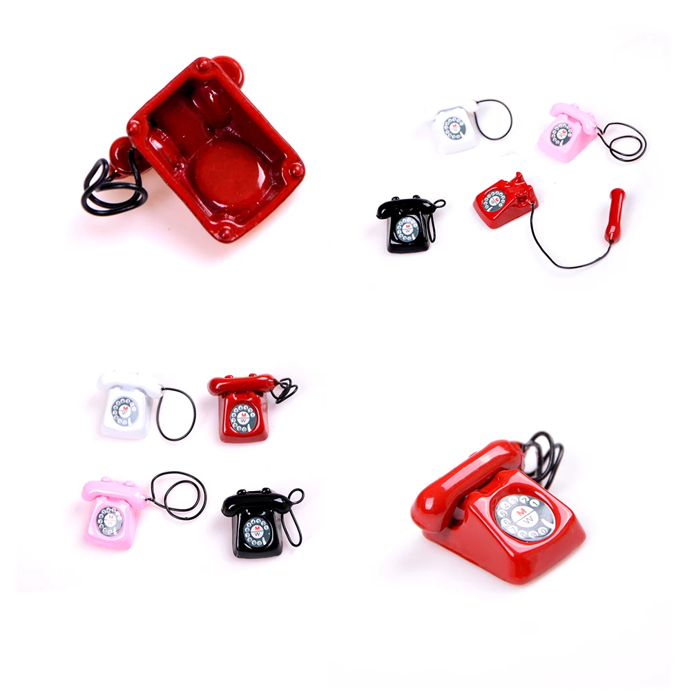 Игрушка для ролевых игр 1/12 кукольный домик Миниатюрный металлический телефон