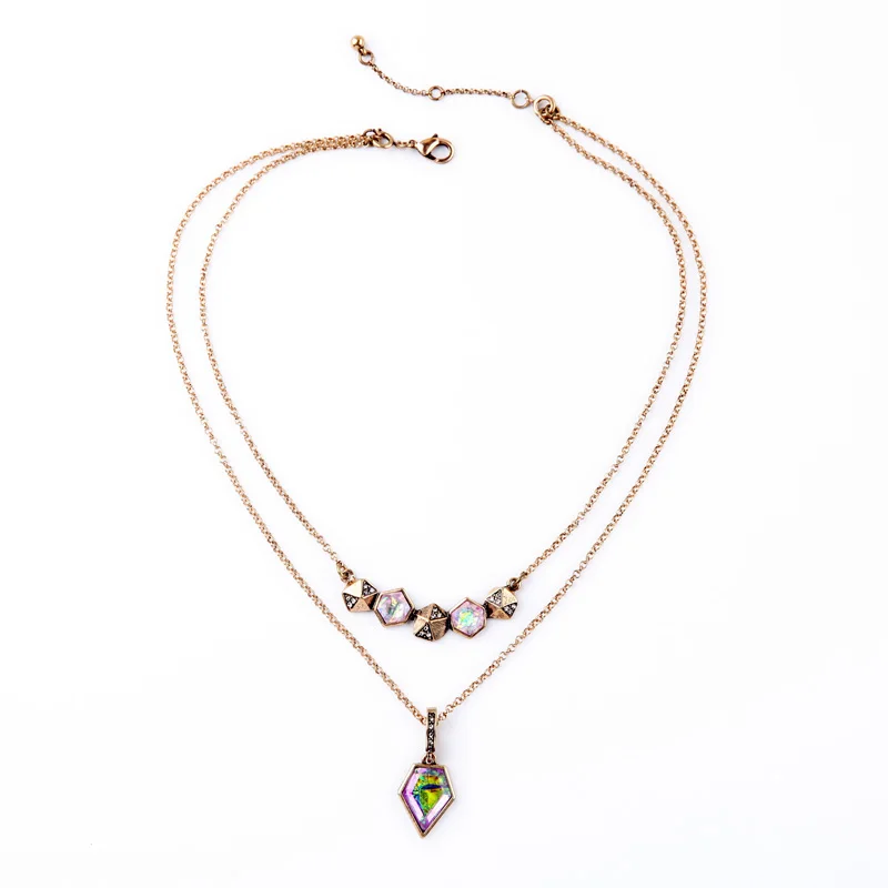 Двухслойное геометрическое ожерелье с подвеской в индийском стиле New Look Happy new year модные украшения|necklace