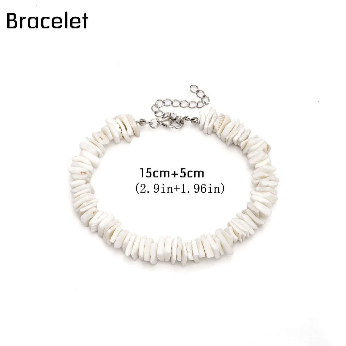Bracelet Bohemian Hawaii Puka White Clam Chips Shell Necklace Irregular Chips Seashell Choker Necklace Summer Beach Statement Jewelry - Metal Color: Bracelet