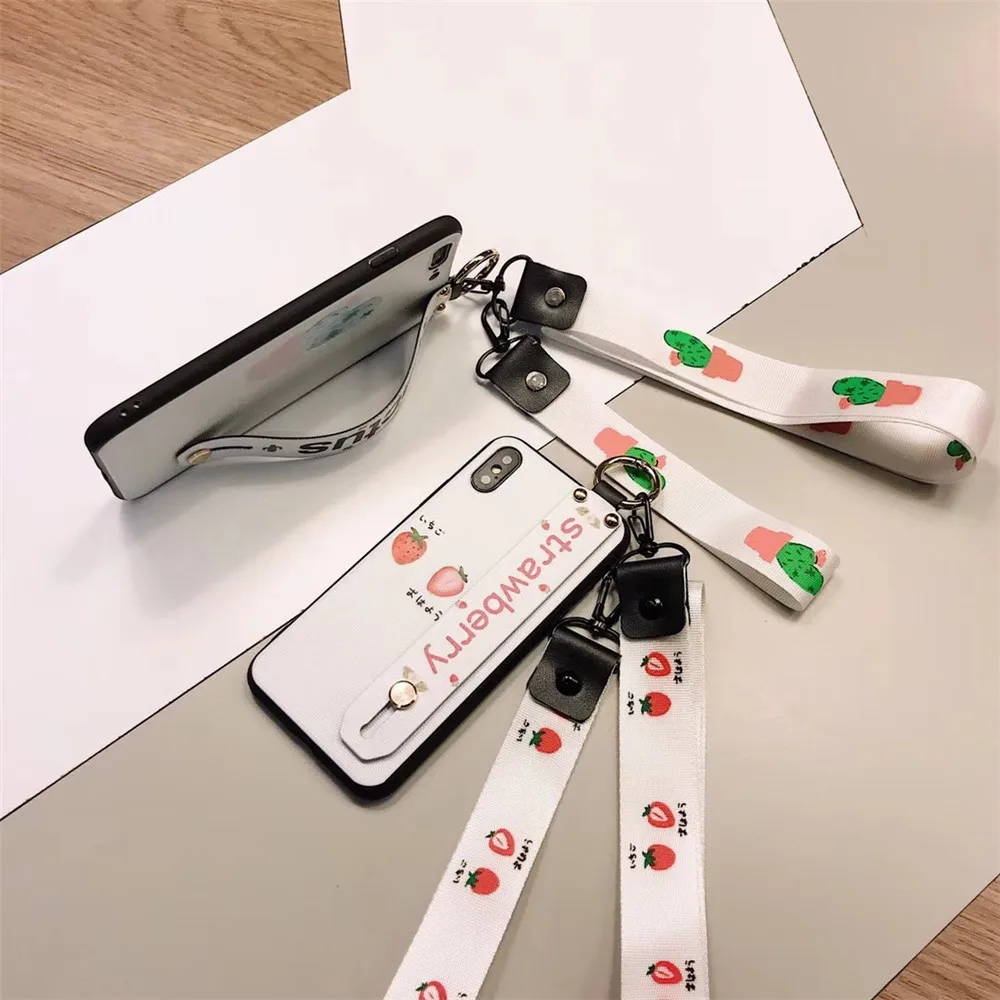 Ремешок девчушки телефона Чехлы для iPhone 7 мультфильм фрукты Клубника кактус