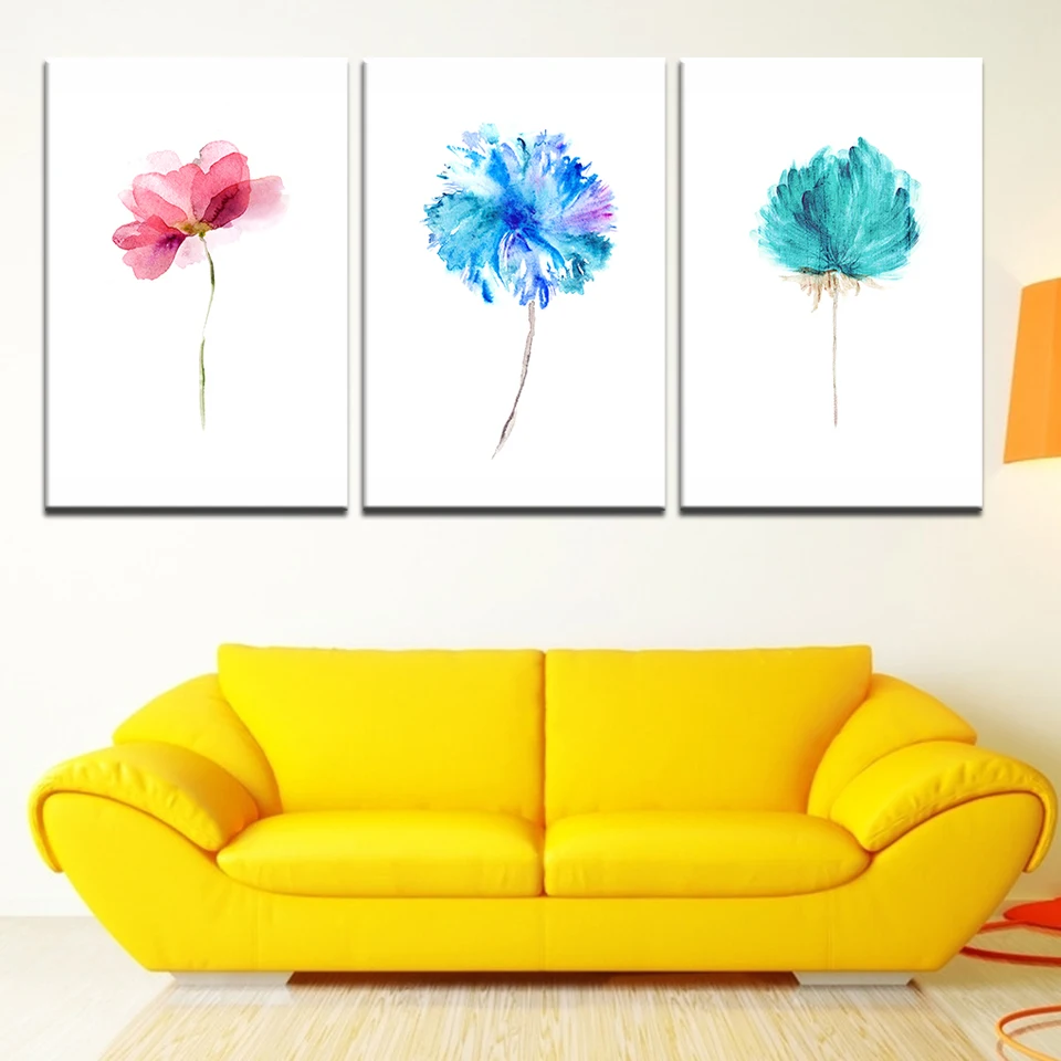 Триптих Современная Акварельная Китайская каллиграфия чернила лотоса холст A4