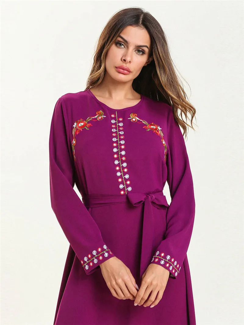 Женское мусульманское платье макси в полоску с длинным рукавом арабском стиле