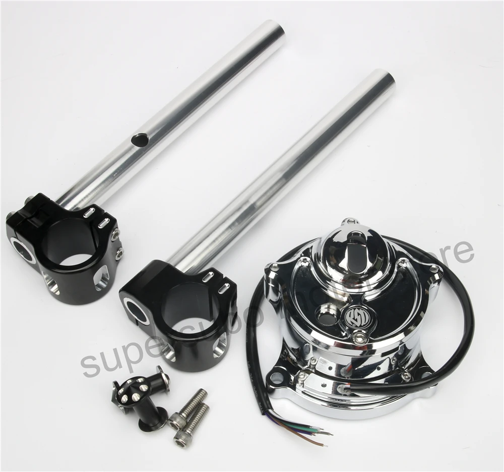 Мотоциклетный хромированный манометр для кафе + зажим крепления фары Harley Sportster IRON