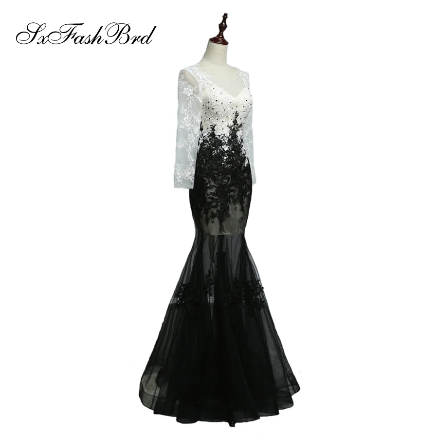 Vestido De Festa Sweetheart Long Sleeves Mermaid With Appliques Tulle Party Elegant Evening Dresses Dress for Women | Свадьбы и