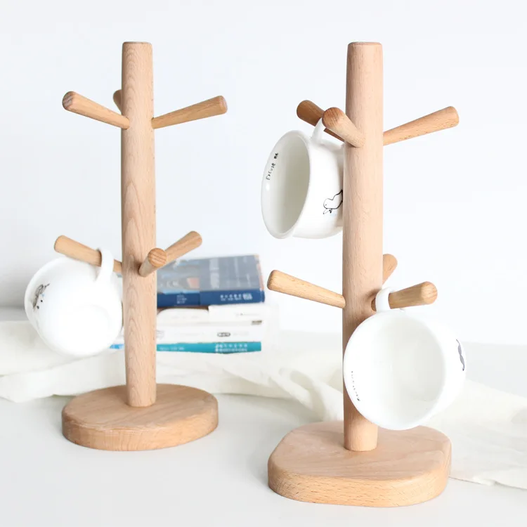 Zakka six - claw mark cup holder kitchen living room beech wooden hanger furniture free shipping 2pcs | Дом и сад