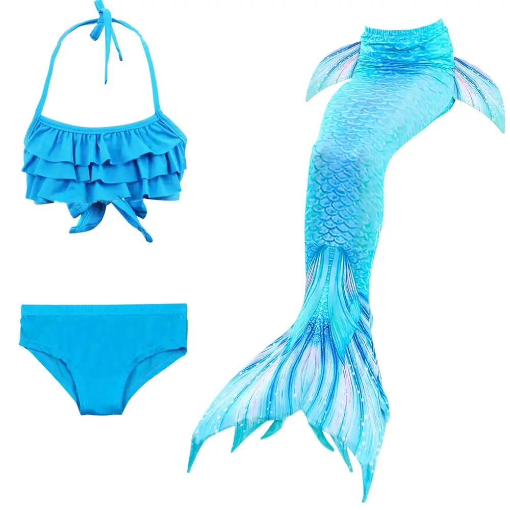 3pcs Mermaid Tail 5 Купальные костюмы с хвостом русалки для девочек Купальник вечерние бикини для косплея купальный костюм с хвостом русалки для ласты для плавания костюм - Цвет: 3pcs Mermaid Tail 5