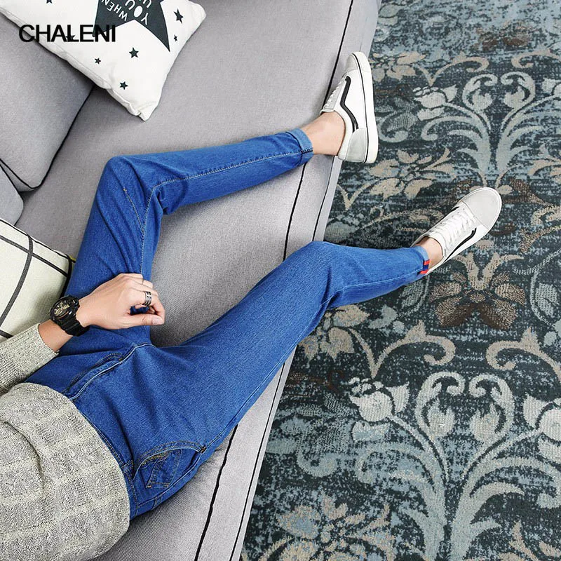 Тонкие джинсы в Корейском стиле мужские Узкие однотонные брюки-карандаш модные