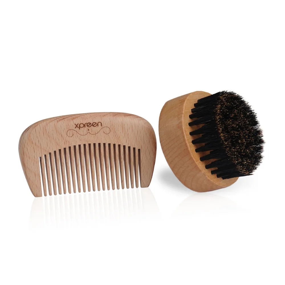 XPREEN Hair Combs 100% Pure Handmade Bristle Brush Professional Wood Comb Hairbrush Set for Beard &amp Mustache Styling | Красота и