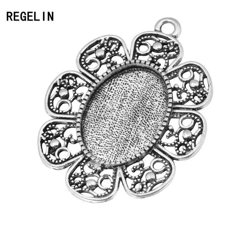 REGELIN 10 шт./лот 18x25 мм цветочный кружевной кулон Пустые Настройки основы кабошона