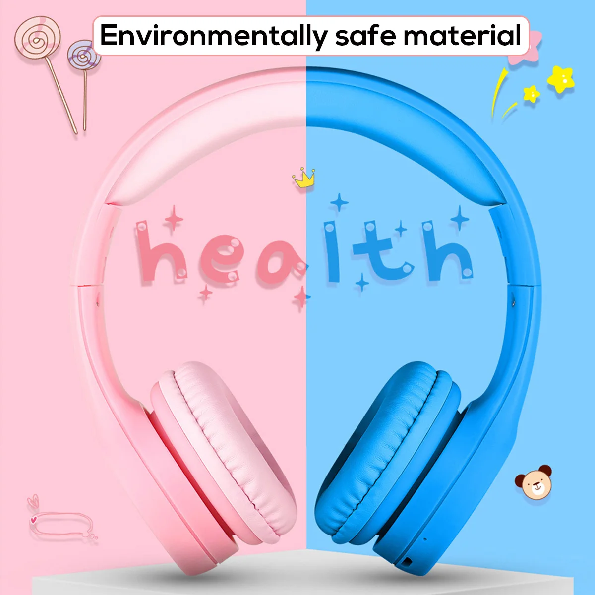 Портативные беспроводные детские наушники с bluetooth, складные детские безопасные Накладные наушники с микрофоном для девочек и мальчиков, подарок