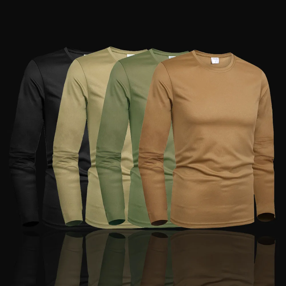 Mege Мужская тактическая однотонная дышащая рубашка с длинным рукавом