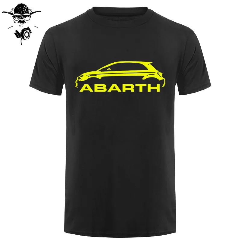 Мужская футболка Fiat 500 Abarth Classic Car s высокого качества с круглым вырезом s забавная футболка новинка футболка - Цвет: black yellow