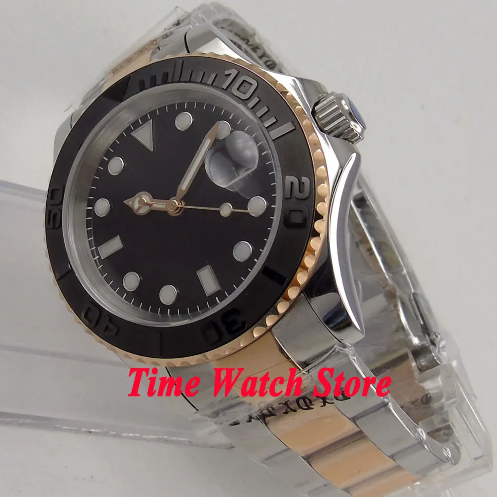 Мужские часы с автоматическим механизмом MIYOTA черный стерильный циферблат 40 мм