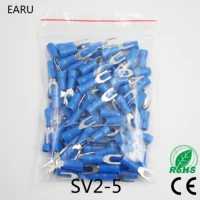 sv2 5 blue furcate insulated wiring terminals cable wire connector 100pcspack insulating cable lug terminals sv2 5 5 sv