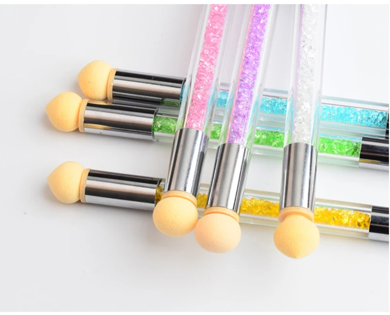 

Sponge Head Nail Brush 4 Colors Double Sponge-ended Rhinestone Handle Nail Art Brush For Ombre Nails Blooming Manicure Tools