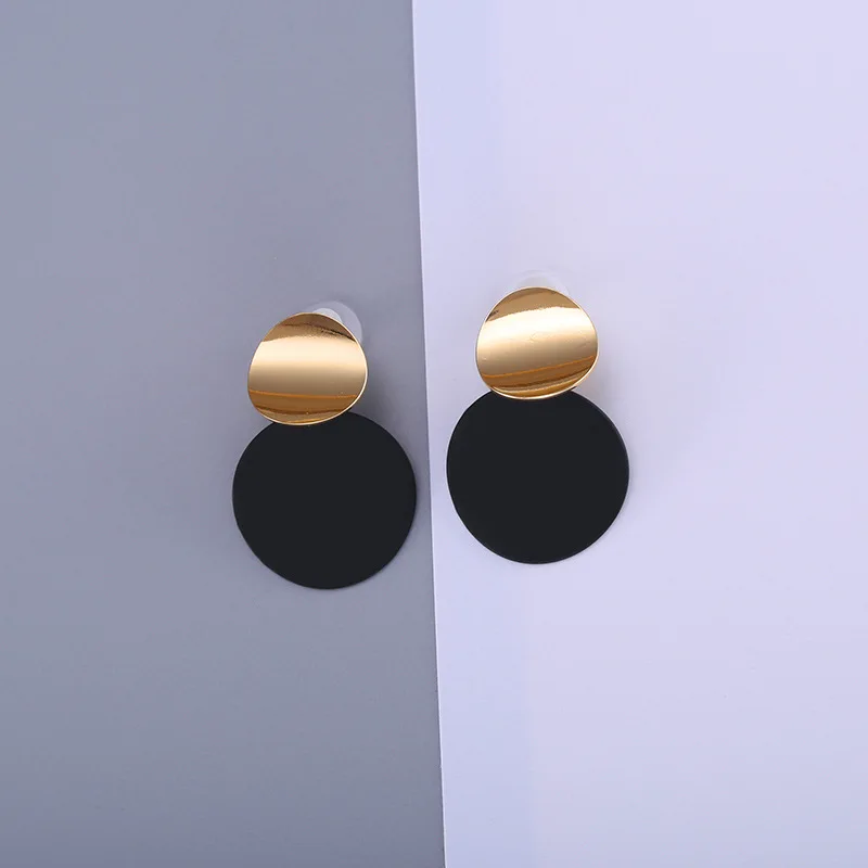 Новая личность круглый металлический Серьги Bijoux простой диск двойные круги