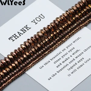 WLYeeS Plating Copper Hematite beads 3 4 6 8 10mm faceted Flat Round Loose Beads DIY Jewelry Earring in Pakistan