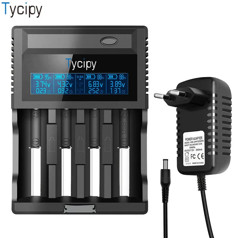 Tycipy 4 слота 18650/AA/AAA с ЖК экраном зарядное устройство VIP ZL440C Смарт USB Быстрая
