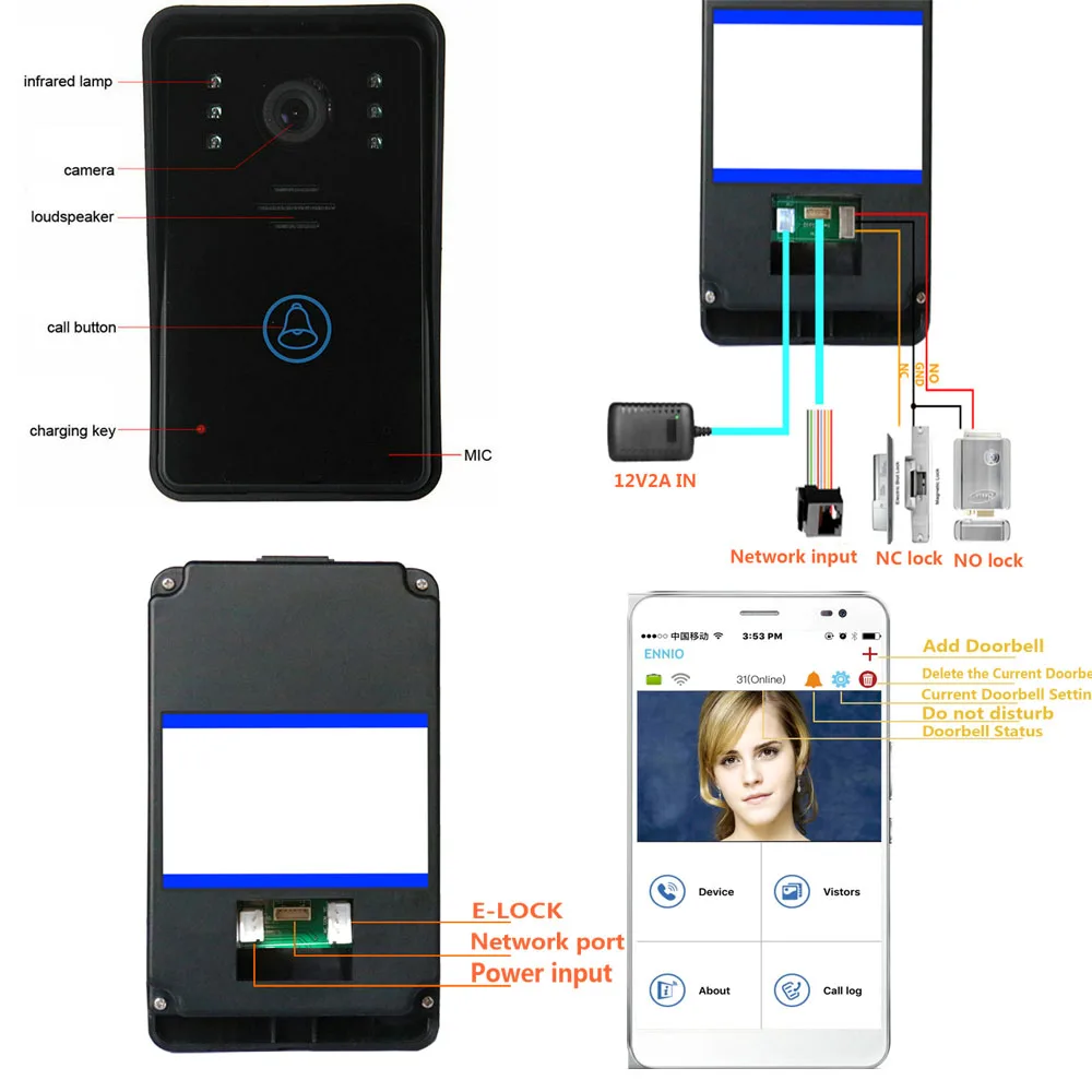 Yobang Security 7 &quotWiFi беспроводной видеодомофон домофон ip камера PIR ИК Ночное Видение с