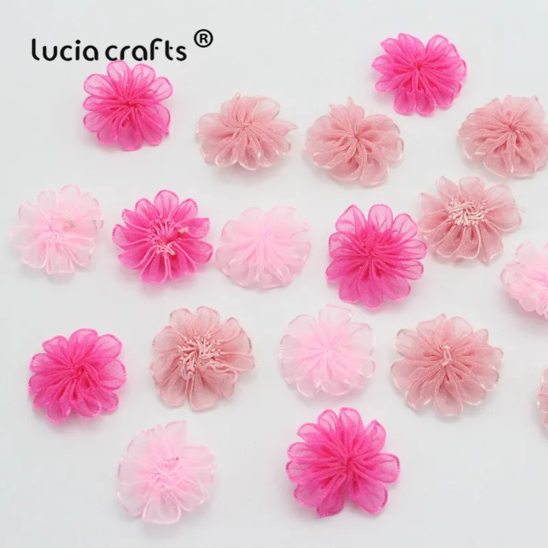 Lucia crafts 24 шт 22 мм органза бант девушки цветок Розочка лук головные уборы материал пошив одежды «сделай сам» Аксессуары B0905