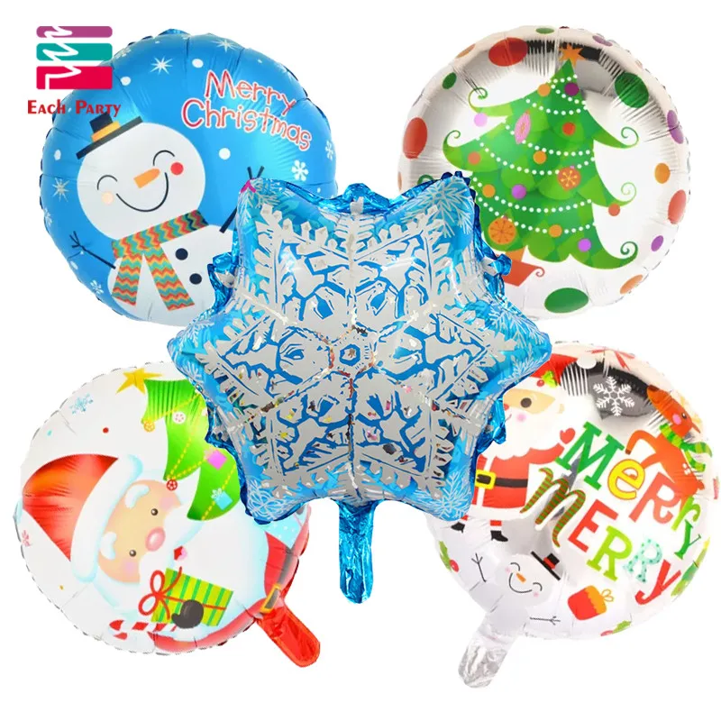 5 шт./лот Мультяшные рождественские фольгированные шары со снежинками