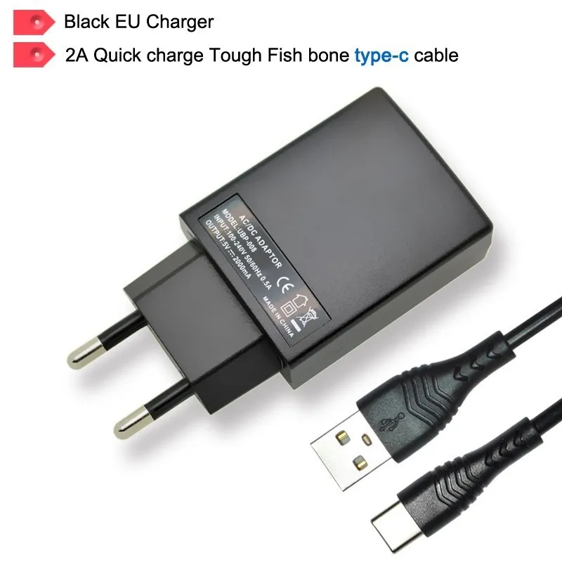 Универсальное зарядное устройство USB, настенное, для путешествий, для мобильных телефонов, зарядное устройство мобильного телефона, блок питания AC/DC 2А, быстрая зарядка для iPhone, iPad, Samsung, планшета, ПК, Wi-Fi - Тип штекера: Black EU Type-c