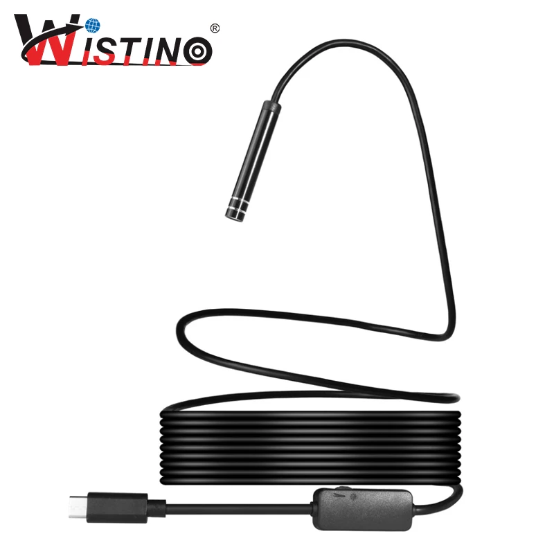 Wistino 7mm Hard Cable Endoscope Camera Android Car Mini Type-c USB Waterproof Inspection Pipe Surveillance Snake | Безопасность и