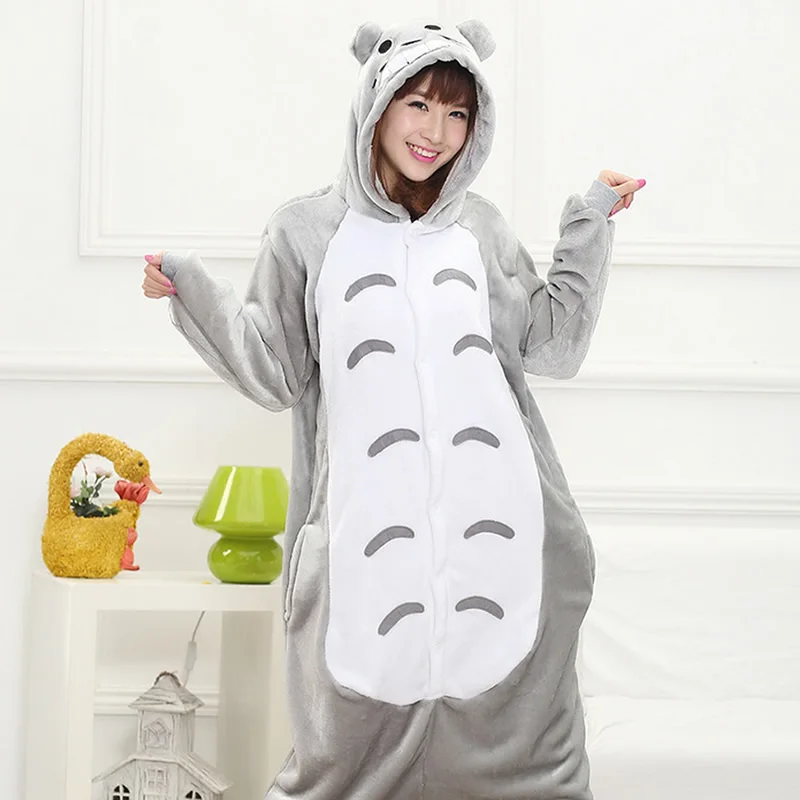 Totoro Пижама в виде животных Единорог звезда Kigurumis, пижамные комплекты, одежда для сна, Косплэй молния Для женщин Для мужчин зимние унисекс, стежка пижамы с персонажами из мультфильмов - Цвет: Totoro