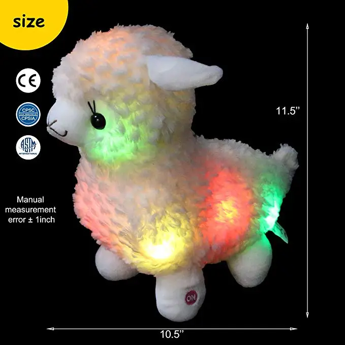Светящийся Белый Llama светодиодный набивной животные Альпака мягкая плюшевая
