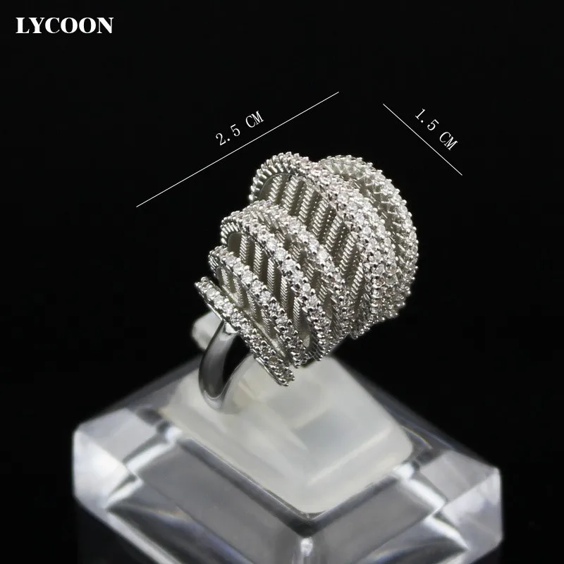 LYCOON, Новейшее модное романтическое кольцо, большие кольца для женщин, роскошное обручальное кольцо, высокое качество, кубический цирконий