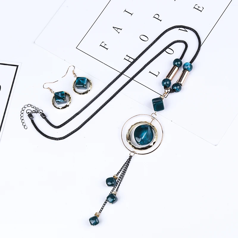 Модные акриловые украшения наборы для женщин этнический регулируемый круглый