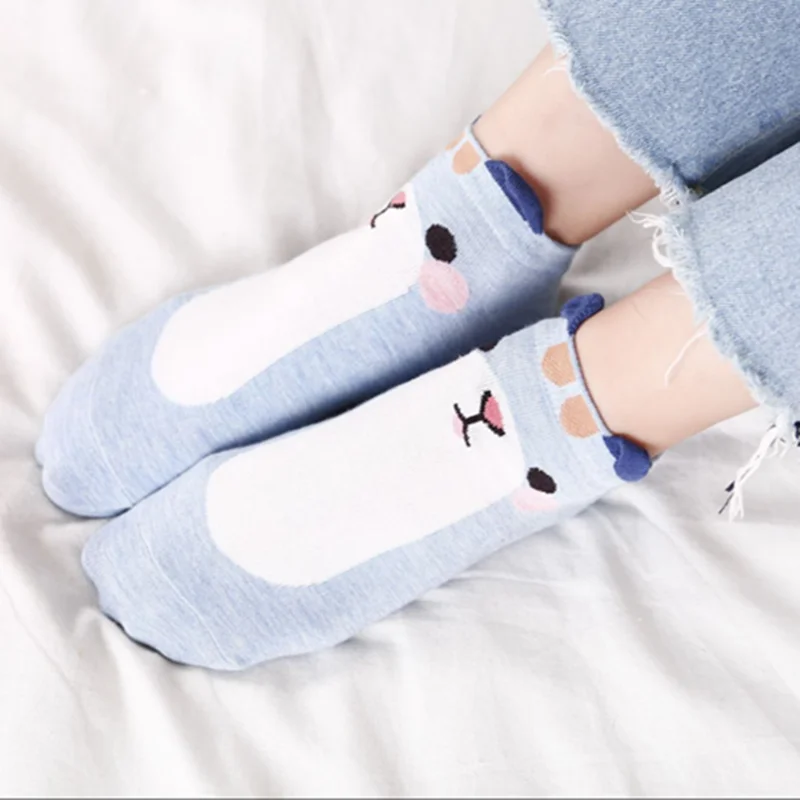 Новые модные милые животные женские хлопковые носки Kawaii летние короткие носки тапочки Для женщин Повседневное мягкие забавная лодка носки оптом