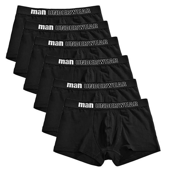 Black 6pcs 6 шт./лот сексуальные хлопчатобумажные трусы-боксеры с буквами Мужское нижнее белье мужские шорты Боксеры u-выпуклый дизайн мужские трусы боксеры шорты размера плюс M-2XL - Цвет: Black 6pcs