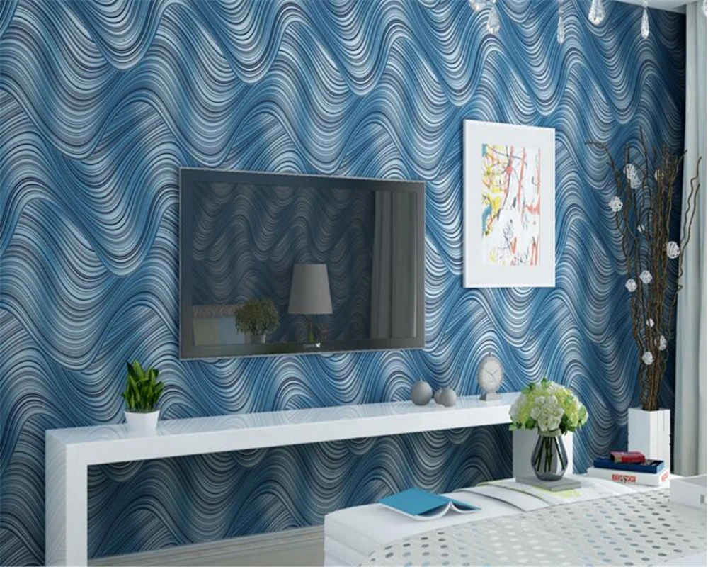 

beibehang papel de parede Modern simple 3D stereo wave striped nonwoven fabric 3d wallpaper living room bedroom TV wall tapety