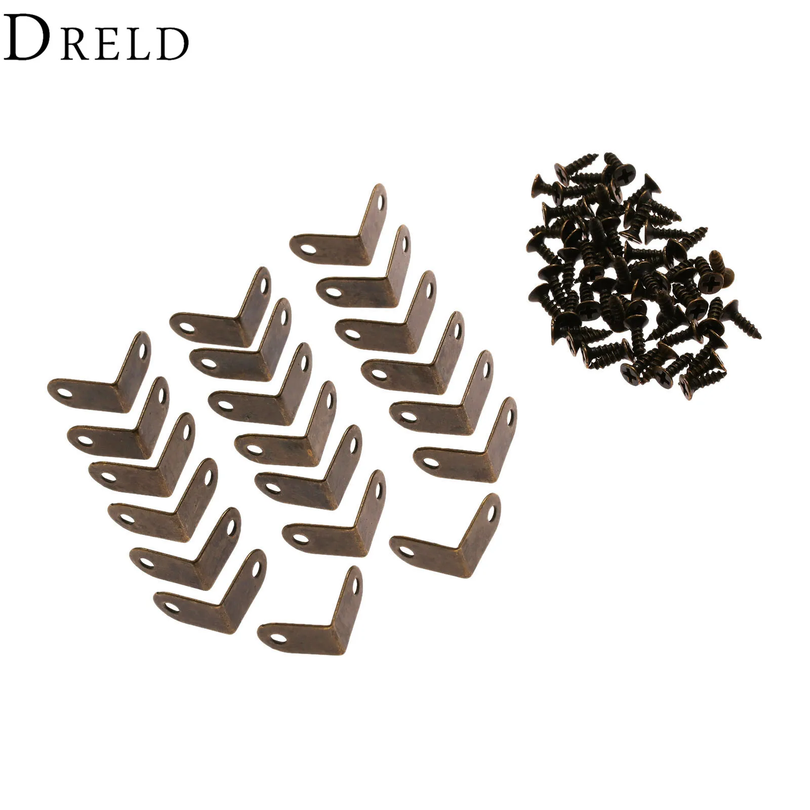 DRELD 20Pcs Iron Decorative Antique Jewelry Wine Gift Box Wooden Case Corner Protector Guard Bronze Decorate Your Desk 15*9mm |
