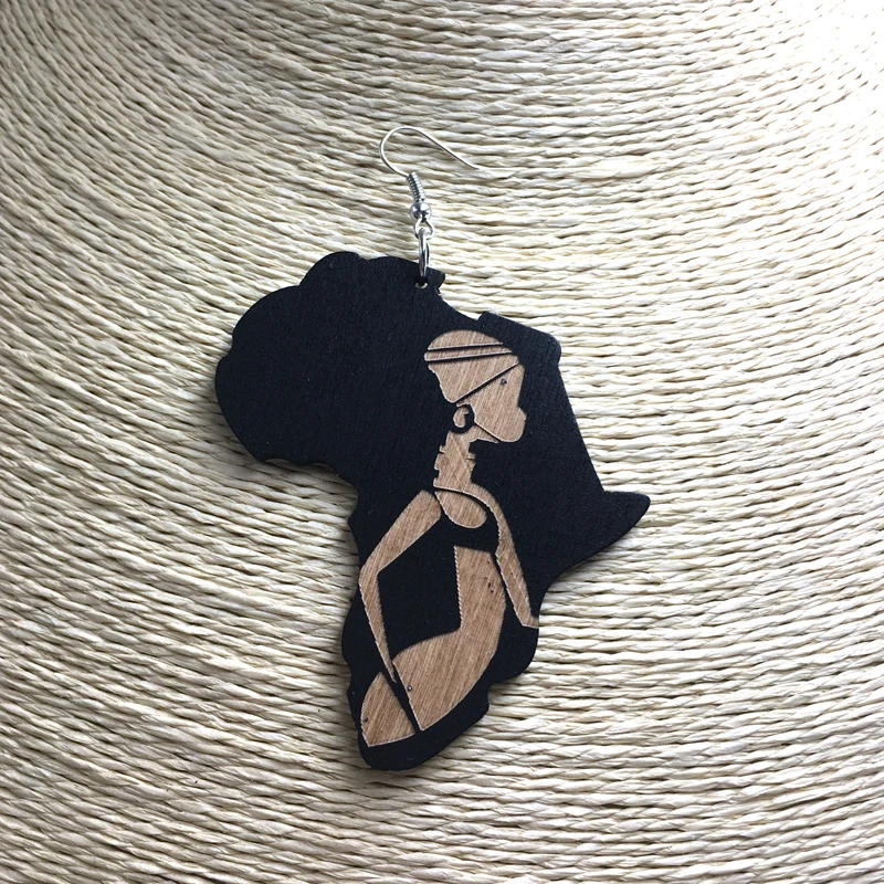 Бесплатная Доставка! Элегантные деревянные серьги в африканском стиле |