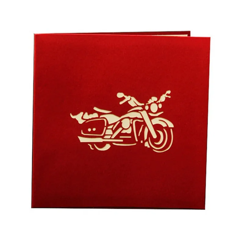 3D ручной работы лазерная резка Вырезка мотоцикл Бумага приглашение открытка