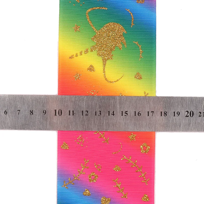 JOJO Луки 75 мм 2y Grosgrain ленты бронзированные печатные градиентные ленты для сшитая одежда шитье тесьма DIY волос Луки материалы