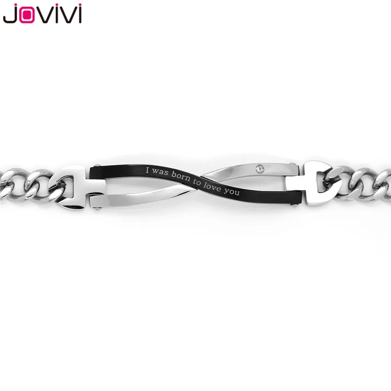 JOVIVI, комплект, CZ бесконечность, "я рожден, чтобы тебя полюбить", браслет из нержавеющей стали для влюбленных, мужские, женские браслеты на День святого Валентина