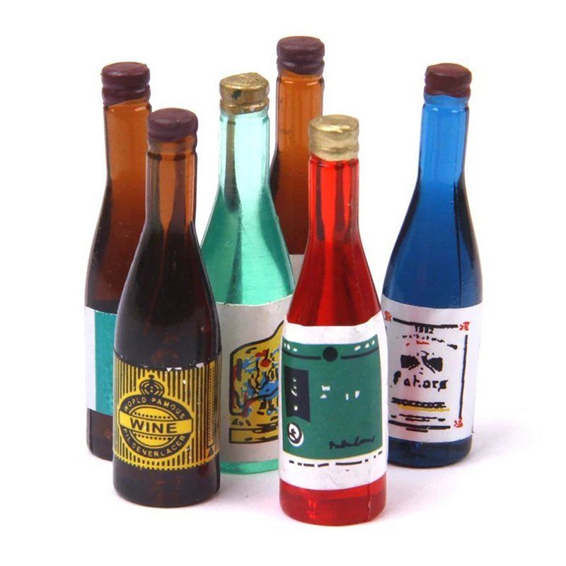 1:12 Miniature Doll House Bottles Wine 6 Piece Play Games Furniture DIY Handmade Accessories |