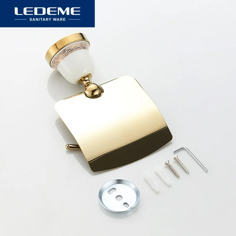 LEDEME Toilet Paper Holder Ceramic Heavy Duty Suction Wall Mount Toilet Tissue Paper Holder Bathroom Roll Paper Holder L3603G