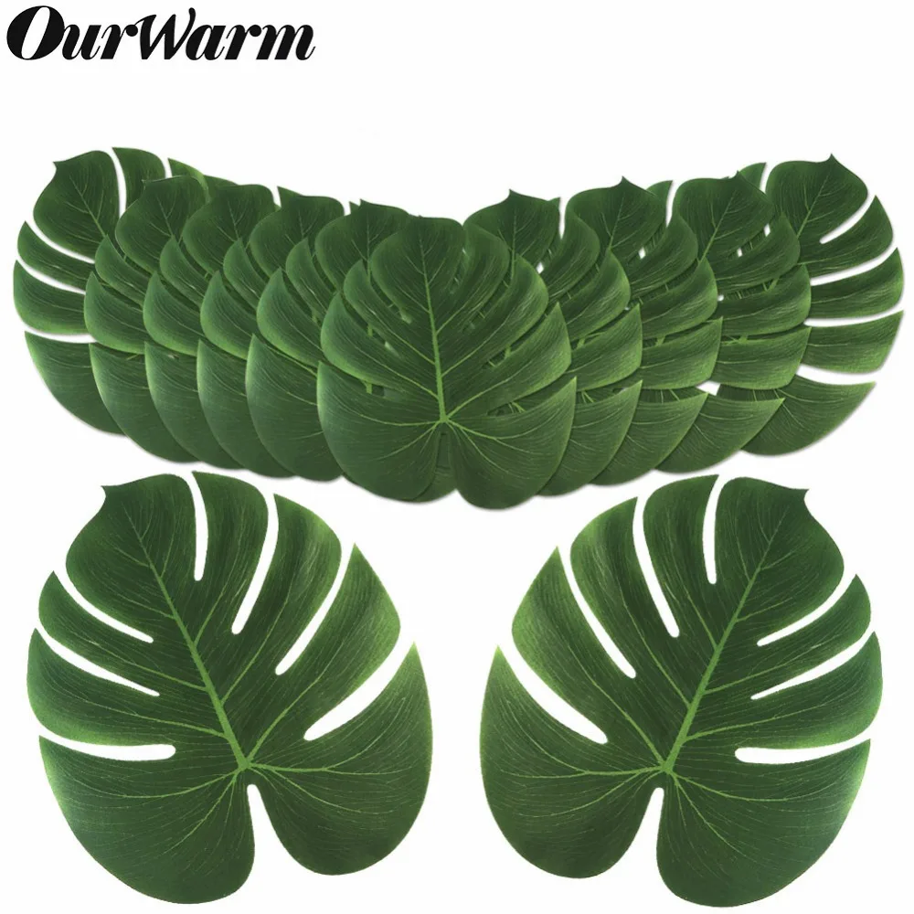 OurWarm Гавайская Luau Летняя Вечеринка искусственные Пальмовые Листья растения