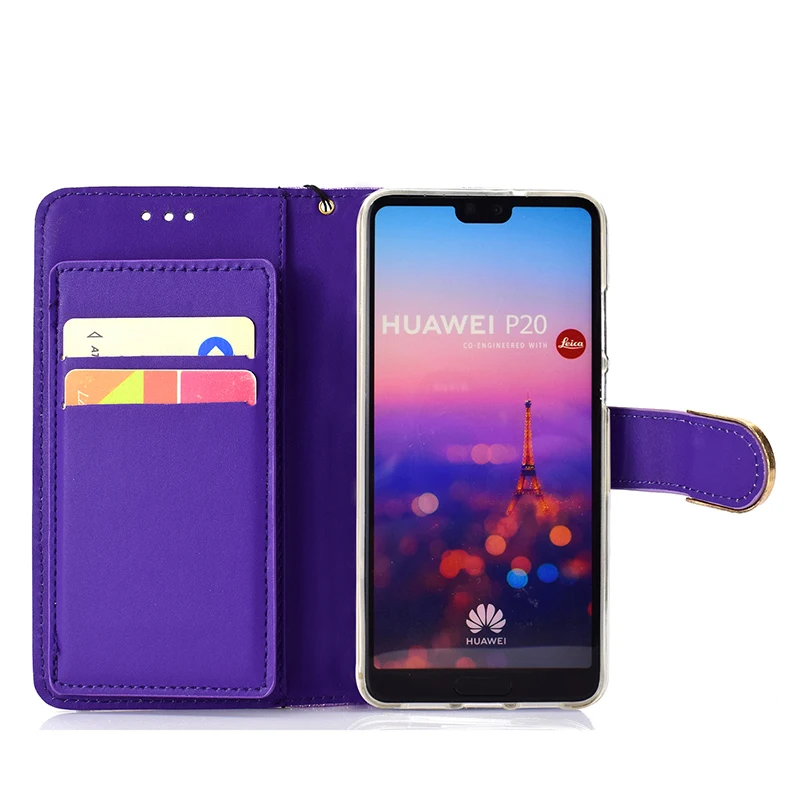 Чехол-Кошелек KEFO Bling с блестками для Huawei P20 Pro откидной зеркальный чехол со